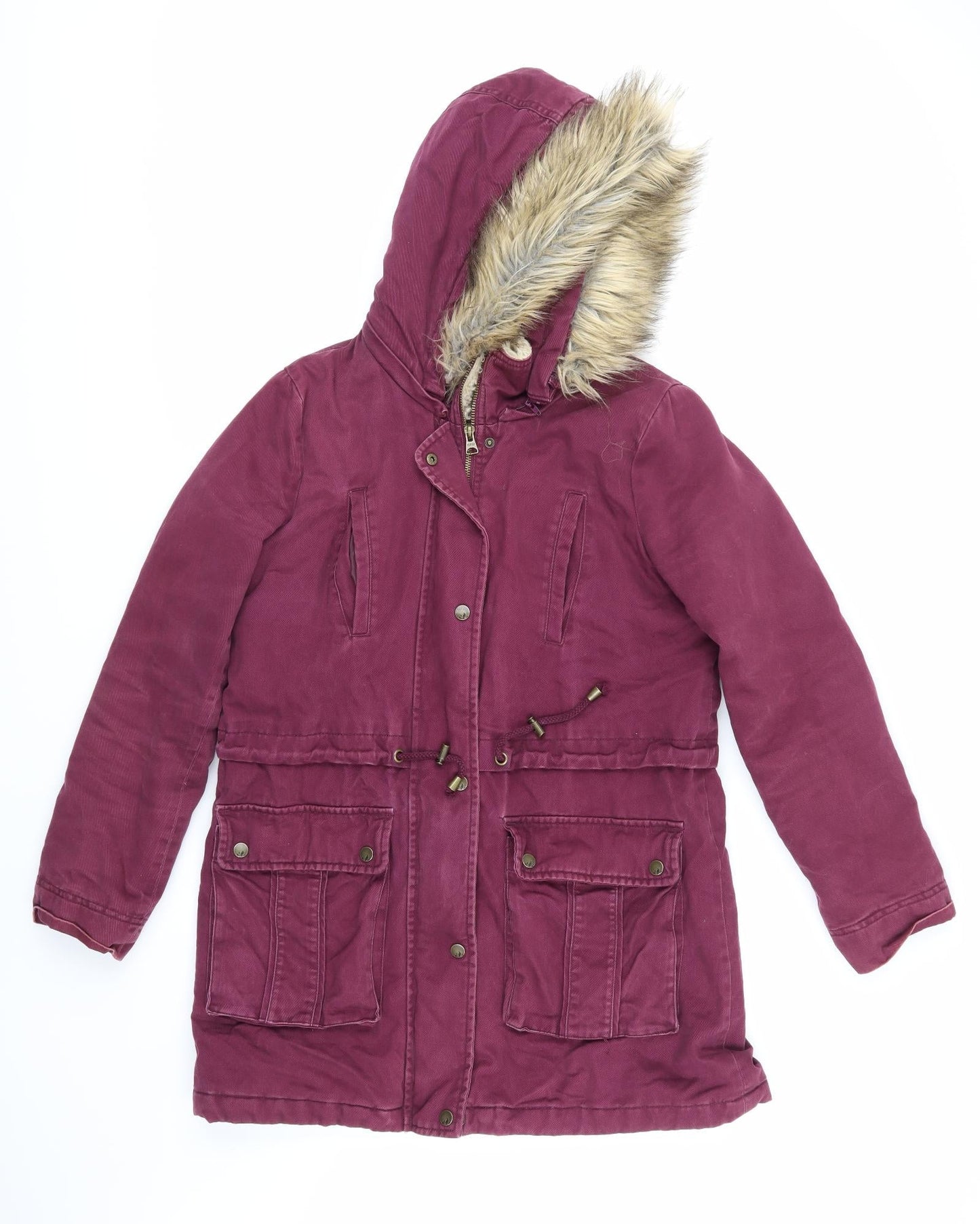 Womens UK Size 8 Marks and Spencer Purple Parka Coat