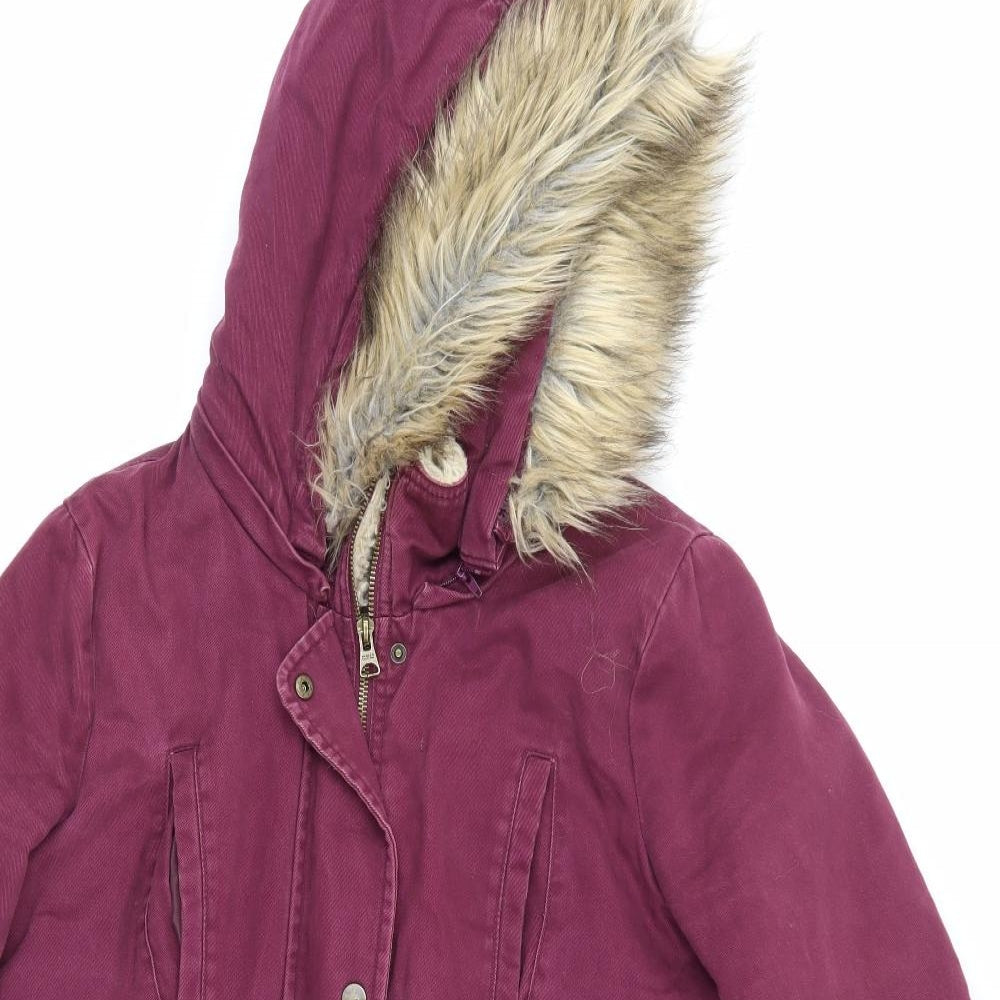 Womens UK Size 8 Marks and Spencer Purple Parka Coat