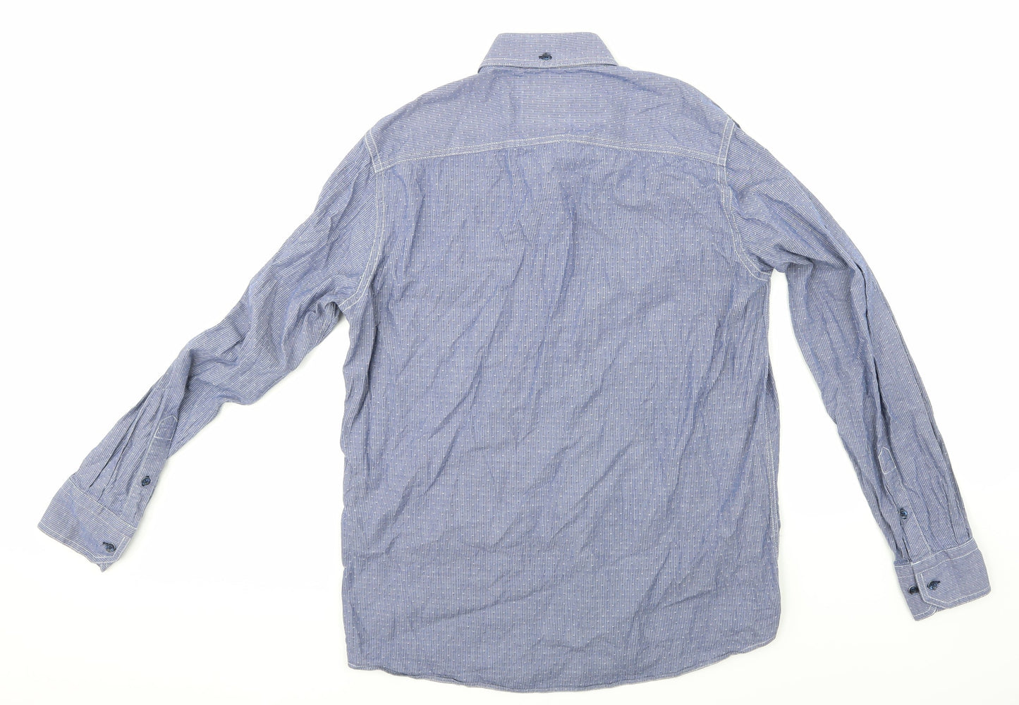 Mens UK Size M Claudio Campione Blue  Button-Up Long Sleeve Casual Shirt