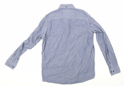 Mens UK Size M Claudio Campione Blue  Button-Up Long Sleeve Casual Shirt