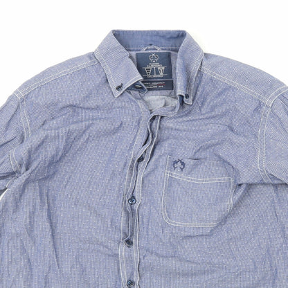 Mens UK Size M Claudio Campione Blue  Button-Up Long Sleeve Casual Shirt