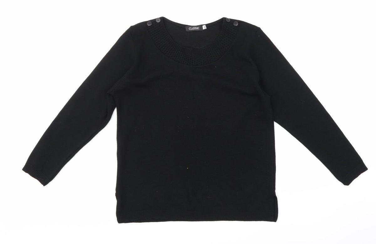 Classics Womens Black  Knit Pullover Jumper Size M