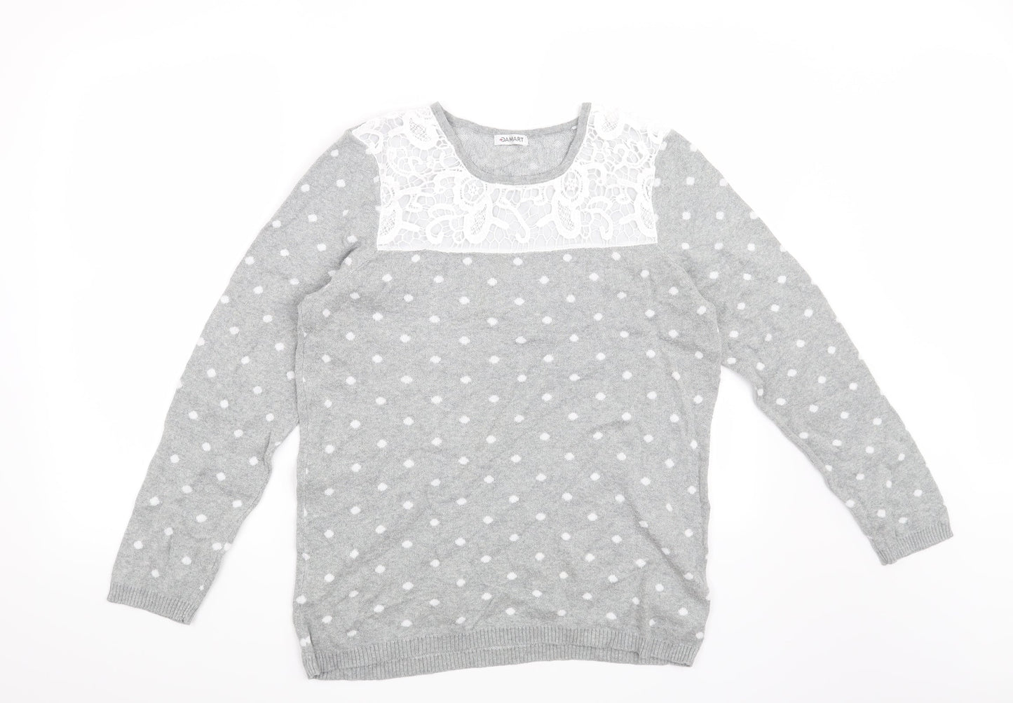 Damart Womens Grey Polka Dot  Pullover Jumper Size 14
