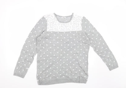 Damart Womens Grey Polka Dot  Pullover Jumper Size 14