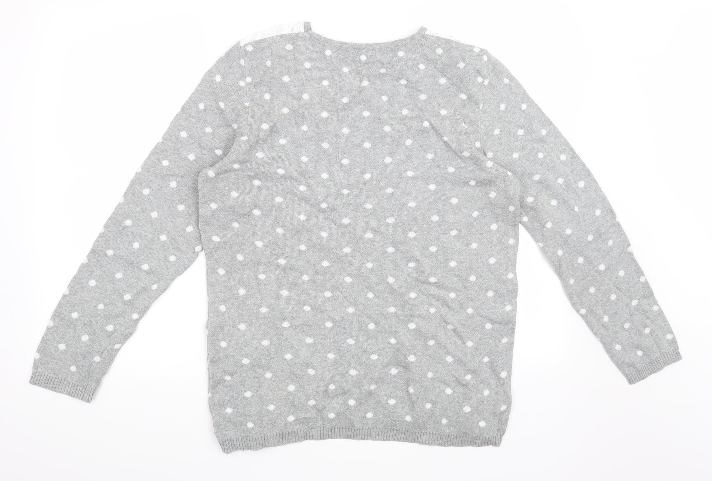 Damart Womens Grey Polka Dot  Pullover Jumper Size 14