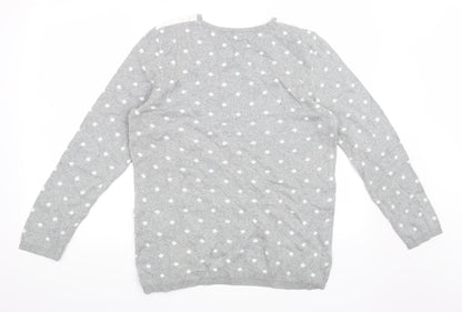 Damart Womens Grey Polka Dot  Pullover Jumper Size 14