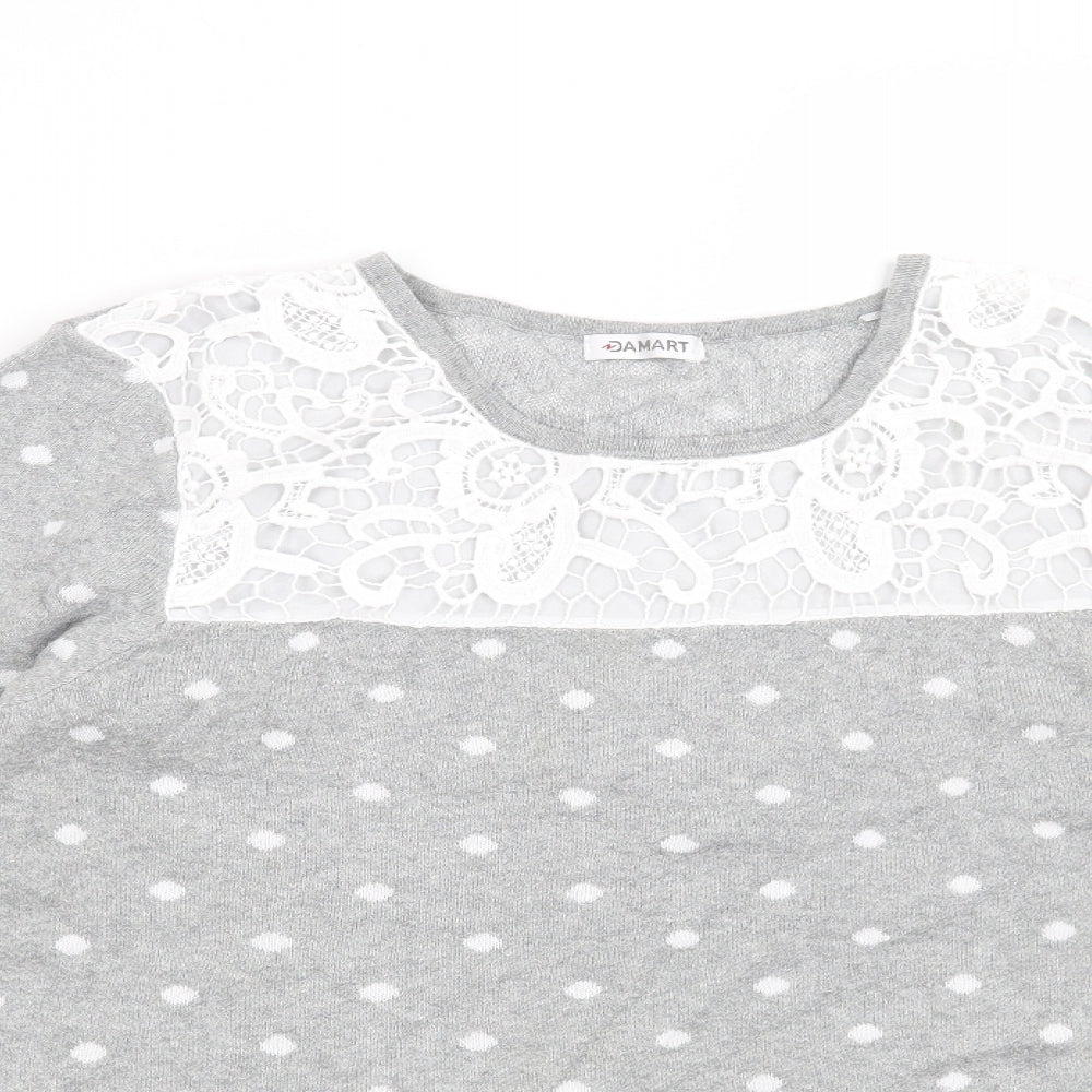 Damart Womens Grey Polka Dot  Pullover Jumper Size 14