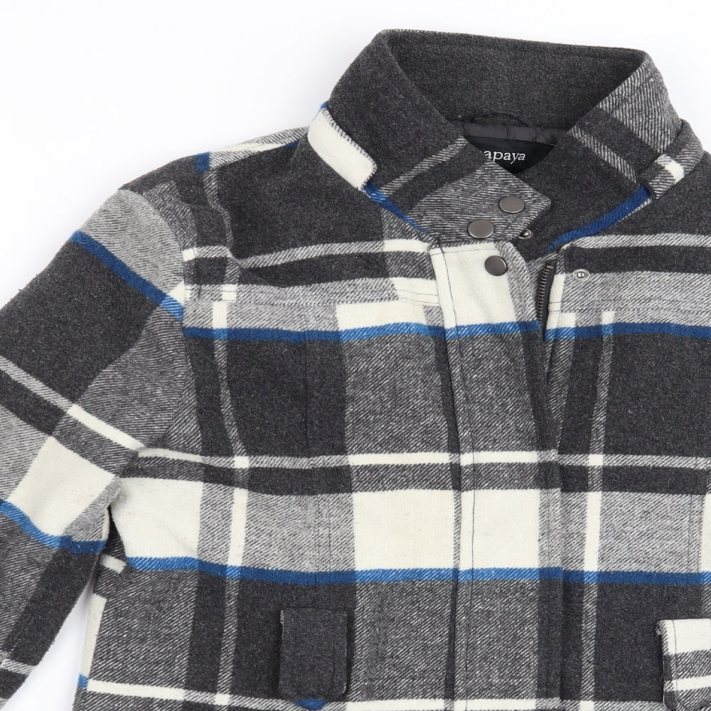 Papaya Womens Grey Check  Overcoat Coat Size 10