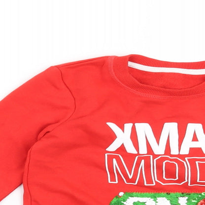 Matalan Boys Red   Pullover Sweatshirt Size 2-3 Years  - Xmas Mode On