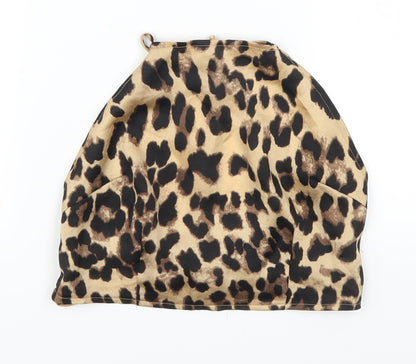 Nasty Gal Womens Brown Animal Print  Cropped Polo Size 8