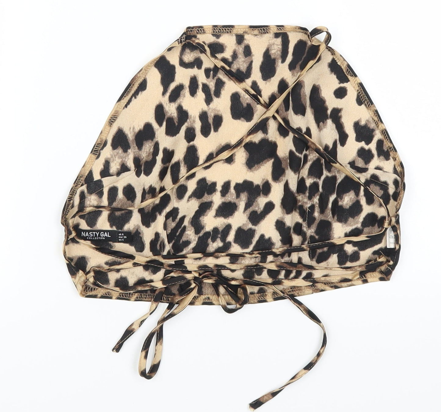 Nasty Gal Womens Brown Animal Print  Cropped Polo Size 8