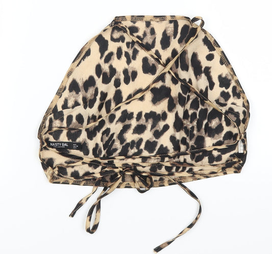 Nasty Gal Womens Brown Animal Print  Cropped Polo Size 8