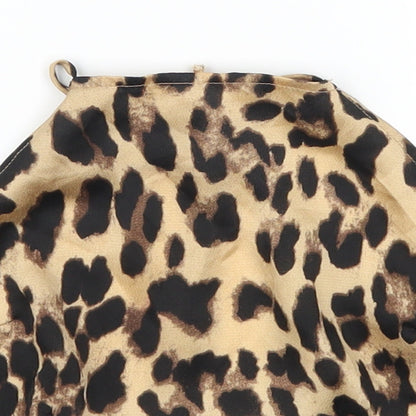 Nasty Gal Womens Brown Animal Print  Cropped Polo Size 8