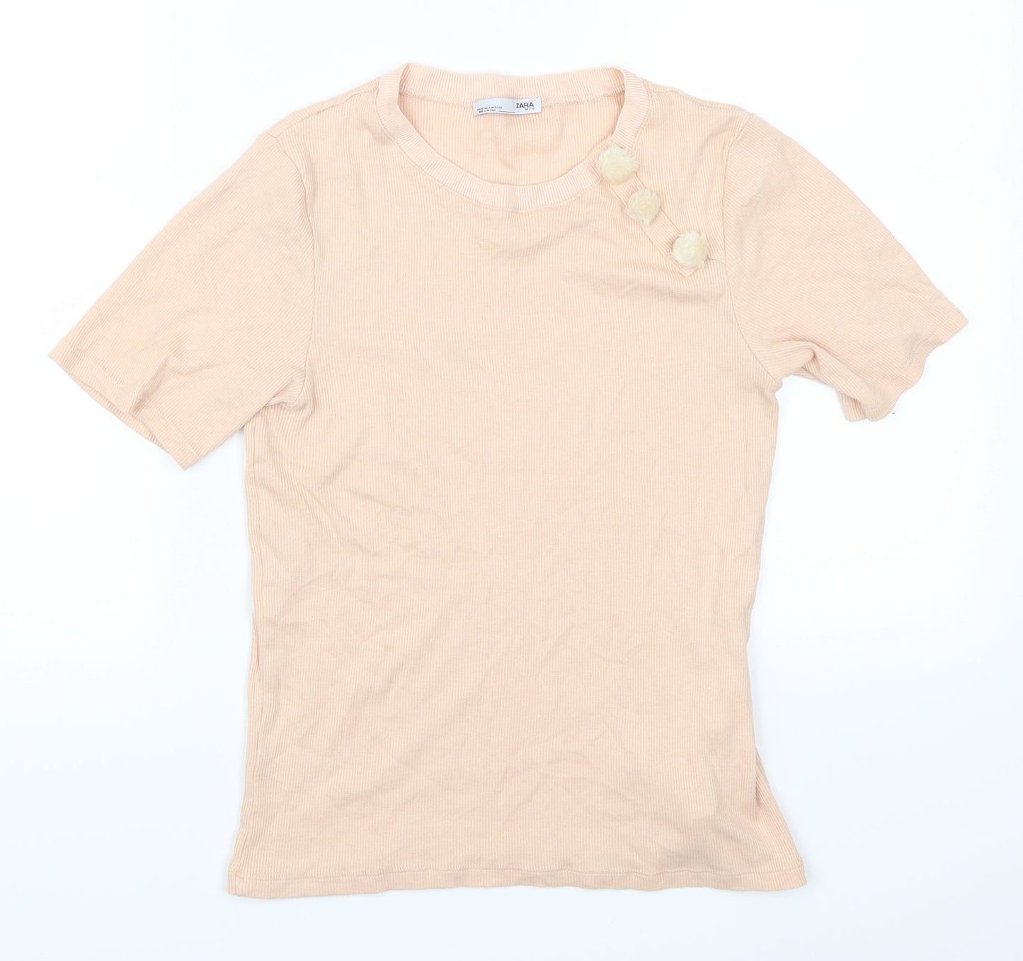 Womens UK Size M Zara Pink Basic T-Shirt