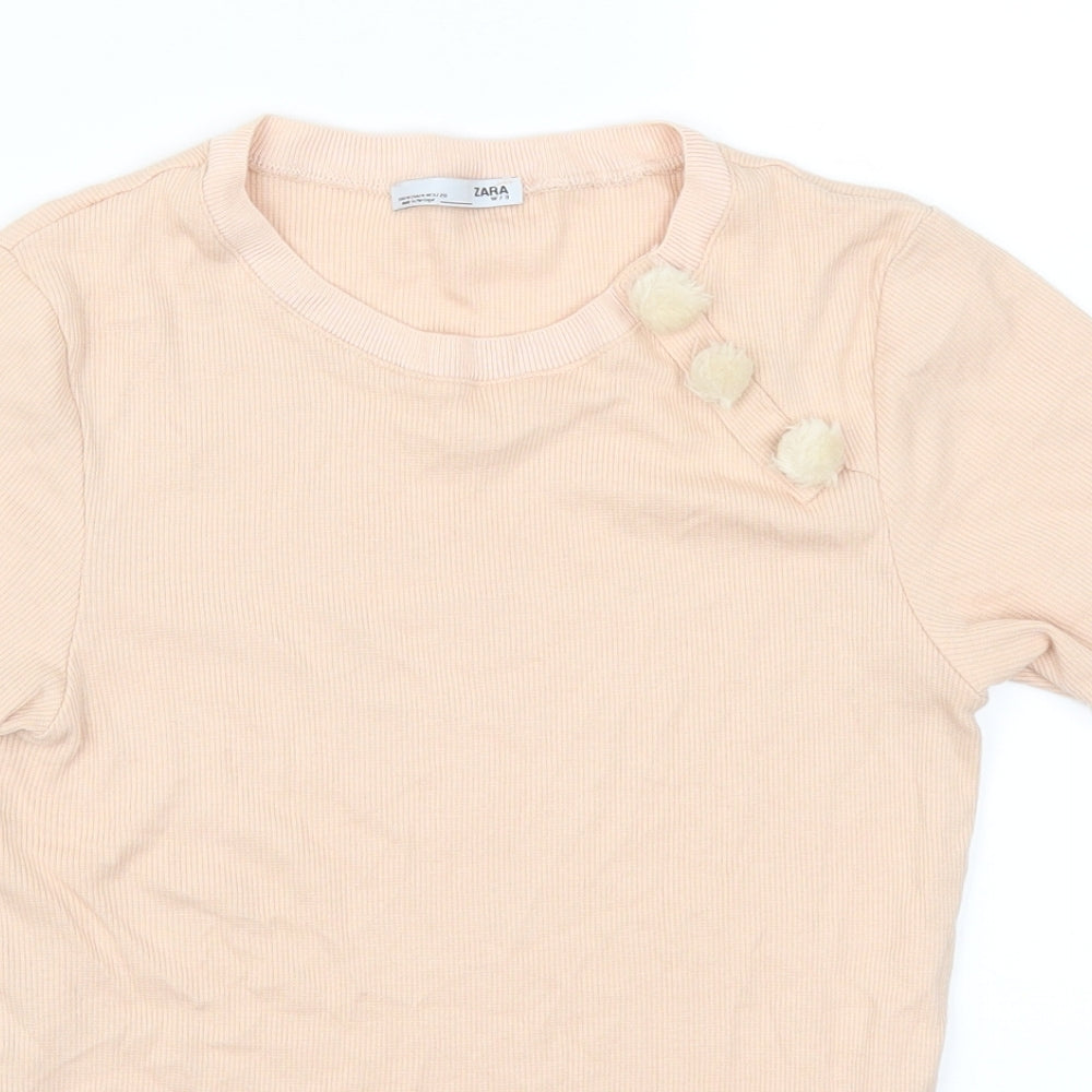 Womens UK Size M Zara Pink Basic T-Shirt