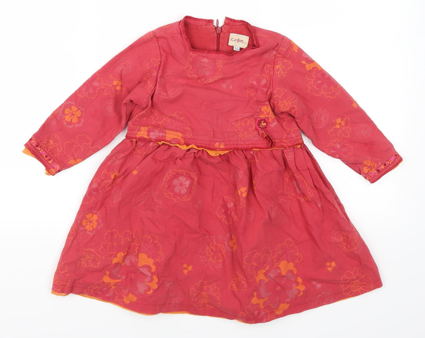 Confetti Girls Pink Floral  Skater Dress  Size 3 Years