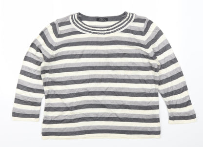 Bonmarché Womens Grey Striped  Pullover Jumper Size M