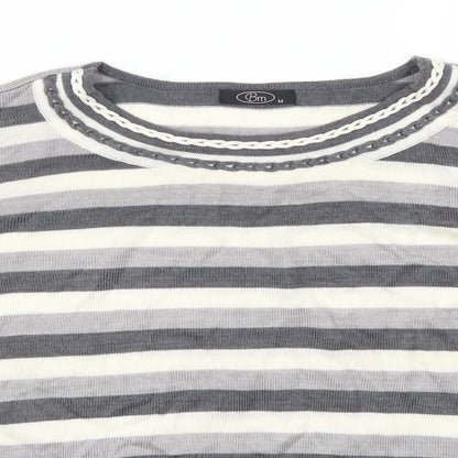 Bonmarché Womens Grey Striped  Pullover Jumper Size M