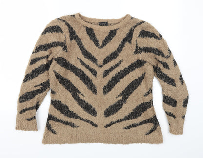 Originals Womens Brown Animal Print  Pullover Jumper Size S