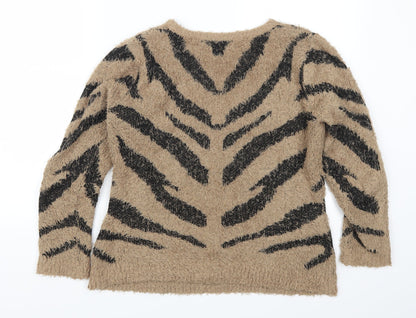 Originals Womens Brown Animal Print  Pullover Jumper Size S