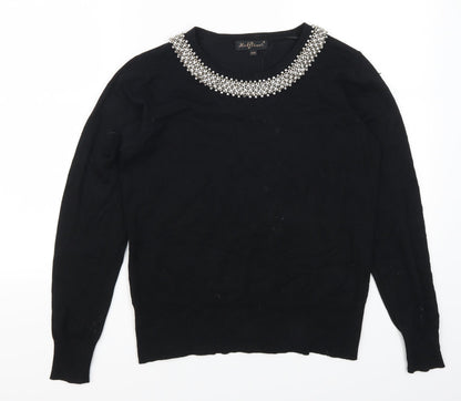 Mudflower Womens Black   Pullover Jumper Size S  - Beaded Collar