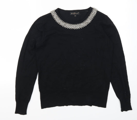 Mudflower Womens Black   Pullover Jumper Size S  - Beaded Collar
