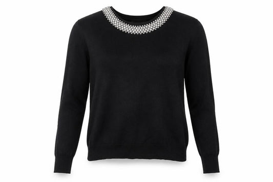 Mudflower Womens Black   Pullover Jumper Size S  - Beaded Collar