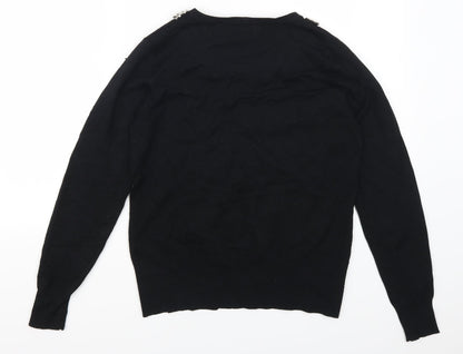 Mudflower Womens Black   Pullover Jumper Size S  - Beaded Collar