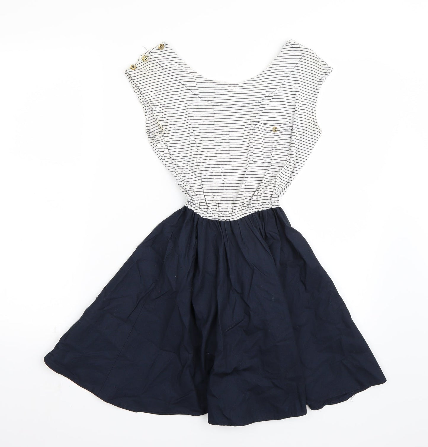 Newlook Womens White Striped  A-Line  Size 8