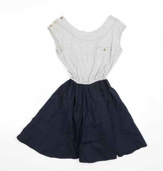 Newlook Womens White Striped  A-Line  Size 8
