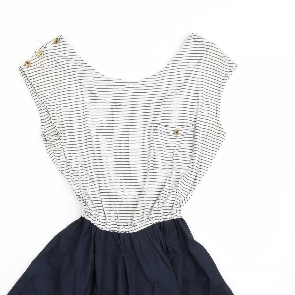 Newlook Womens White Striped  A-Line  Size 8