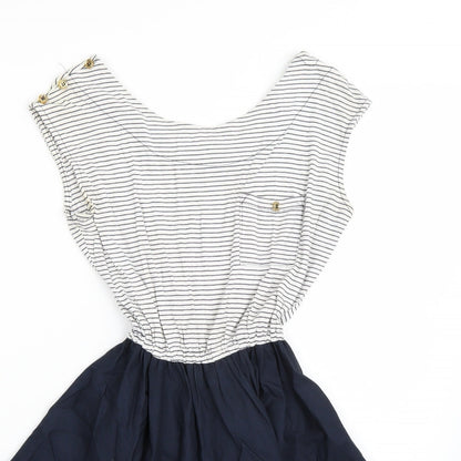 Newlook Womens White Striped  A-Line  Size 8