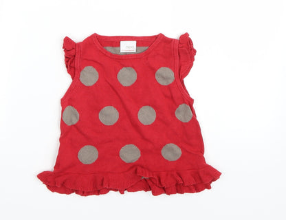 NEXT Girls Red Polka Dot  Basic T-Shirt Size 2-3 Years