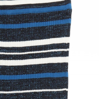 Preworn Womens Blue Striped  Straight & Pencil Skirt Size 30 in