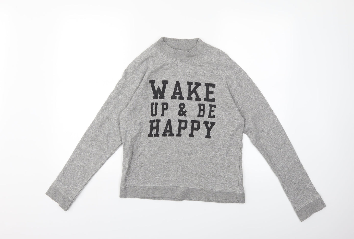 New Look Girls Grey   Pullover Sweatshirt Size 12 Years  - wake up and be happy