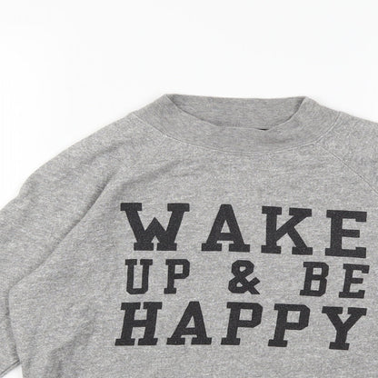 New Look Girls Grey   Pullover Sweatshirt Size 12 Years  - wake up and be happy