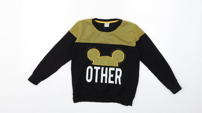 Preworn Girls Black   Pullover Sweatshirt Size 7-8 Years