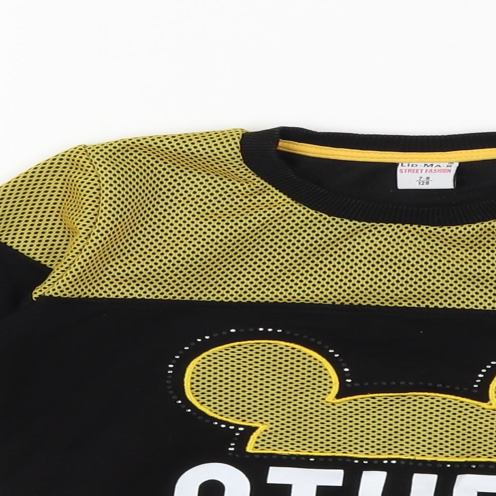 Preworn Girls Black   Pullover Sweatshirt Size 7-8 Years