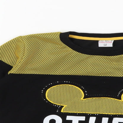 Preworn Girls Black   Pullover Sweatshirt Size 7-8 Years