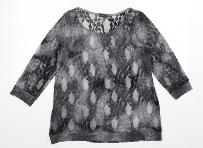 Womens UK Size 14 CMD Grey Basic Blouse