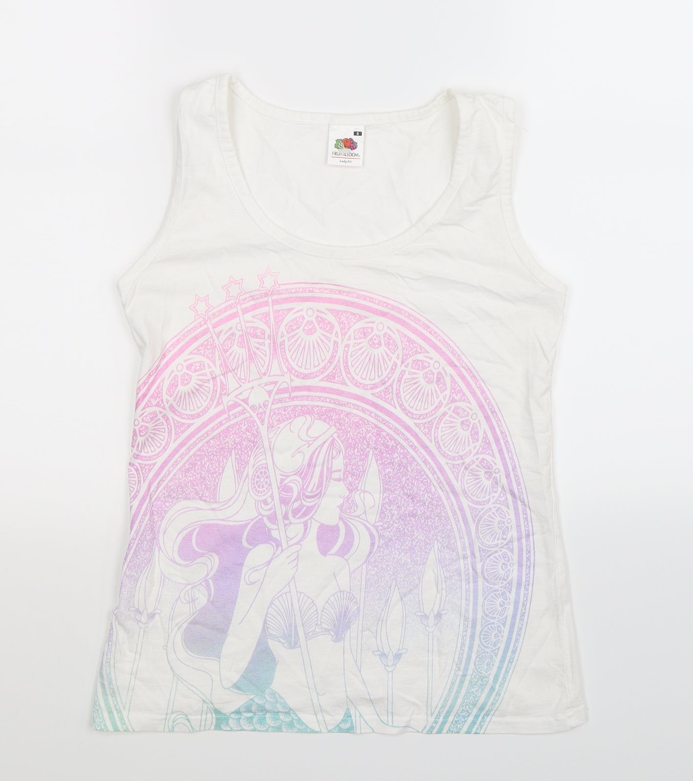 Womens UK Size S Fruit of the Loom White Basic Tank