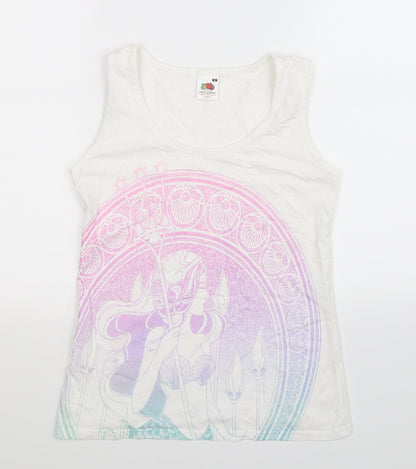 Womens UK Size S Fruit of the Loom White Basic Tank