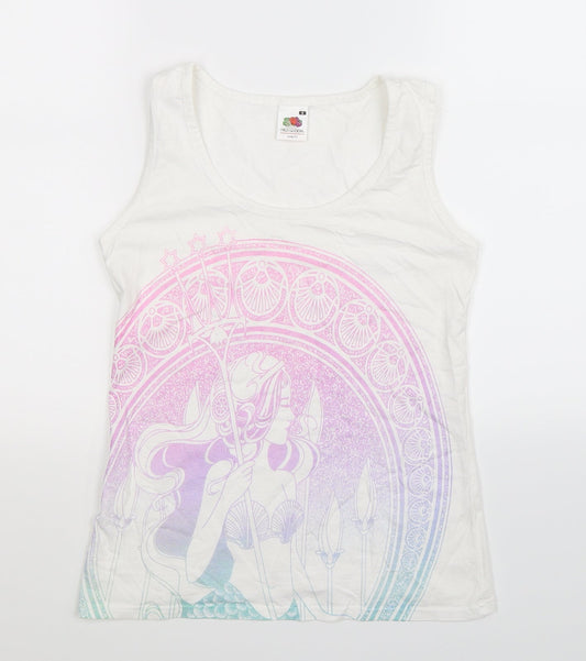 Womens UK Size S Fruit of the Loom White Basic Tank