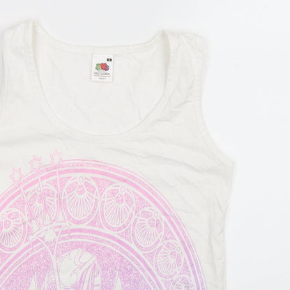 Womens UK Size S Fruit of the Loom White Basic Tank