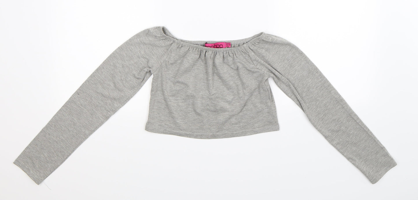Womens UK Size 10 Boohoo Grey Basic T-Shirt