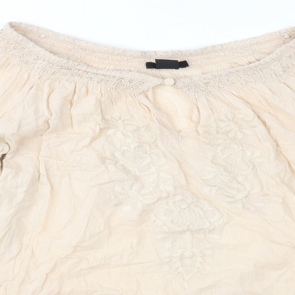 Womens UK Size 6 H&M Beige Basic Blouse