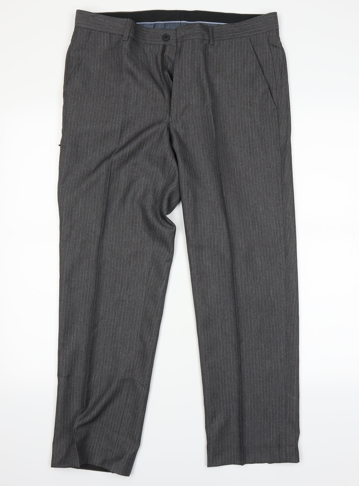 Preworn Mens Grey Striped  Trousers  Size 32 in L28 in