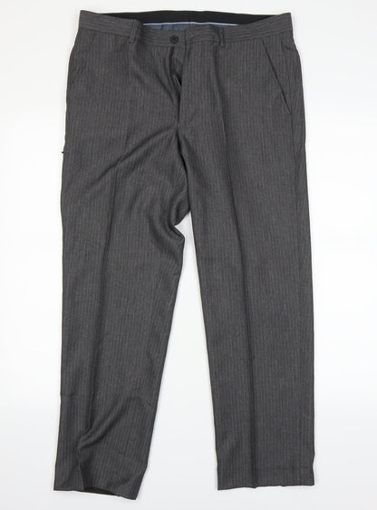 Preworn Mens Grey Striped  Trousers  Size 32 in L28 in