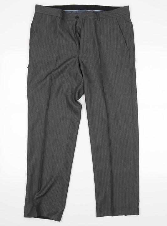 Preworn Mens Grey Striped  Trousers  Size 32 in L28 in
