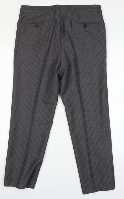 Preworn Mens Grey Striped  Trousers  Size 32 in L28 in